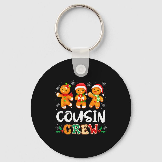 Christmas Cousin Crew Santa Hat Family Matching Fu Keychain (Front)