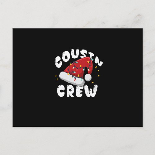 Christmas Cousin Crew Santa Hat Lights Family Kids Postcard