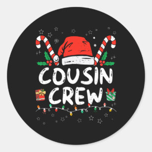 Christmas Cousin Crew Santa Hat Men Women Kids Classic Round Sticker