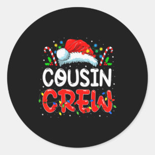 Christmas Cousin Crew Santa Hat Men Women Kids Classic Round Sticker