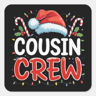 Christmas Cousin Crew Santa Hat  Square Sticker