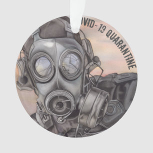 Christmas Covid Pandemic Masked Prepper Ornament