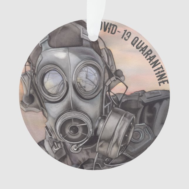 Christmas Covid Pandemic Masked Prepper Ornament (Front)