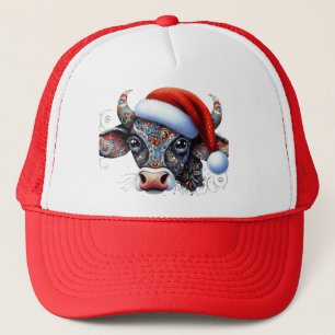 Christmas Cow Bull w/Santa Hat Mexican Folk Hat