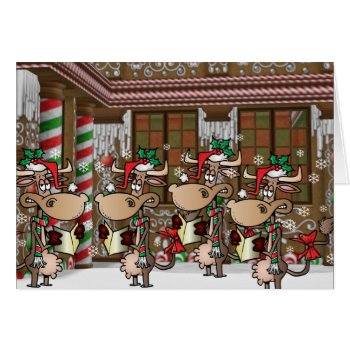 Christmas cow caroling card 