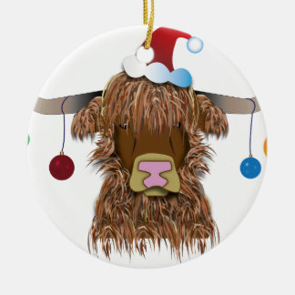Christmas Cow Ceramic Ornament