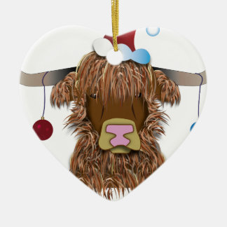 Christmas Cow Ceramic Ornament