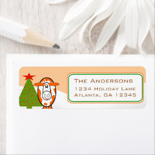 Christmas Cow Dairy Farm Return Address Label