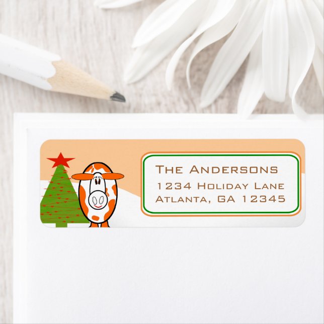 Christmas Cow Dairy Farm Return Address Label (Insitu)