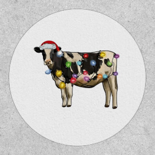 Christmas Cow Farm Lover Cute Santa Holiday Patch