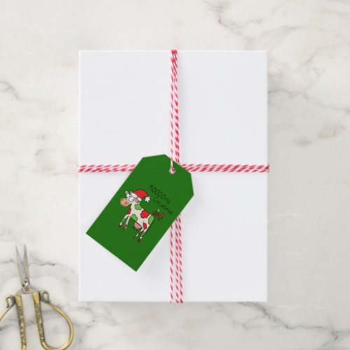 Christmas Cow Funny Cartoon Kids Gift Tags