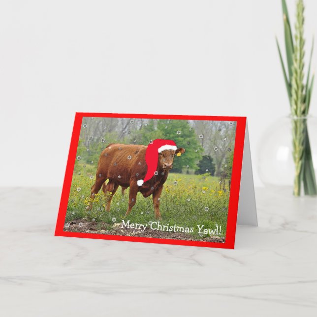 Christmas Cow Greeting Card (Front)