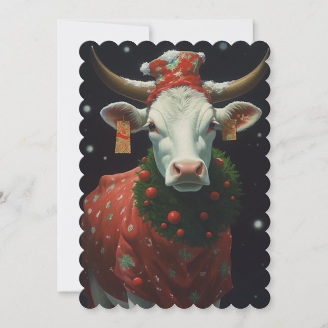 Christmas Cow Holiday Card (Front)