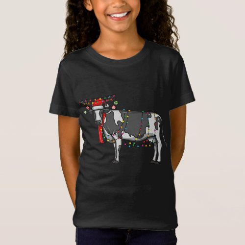 Christmas Cow Holiday Lights With Antlers And Orna T_Shirt