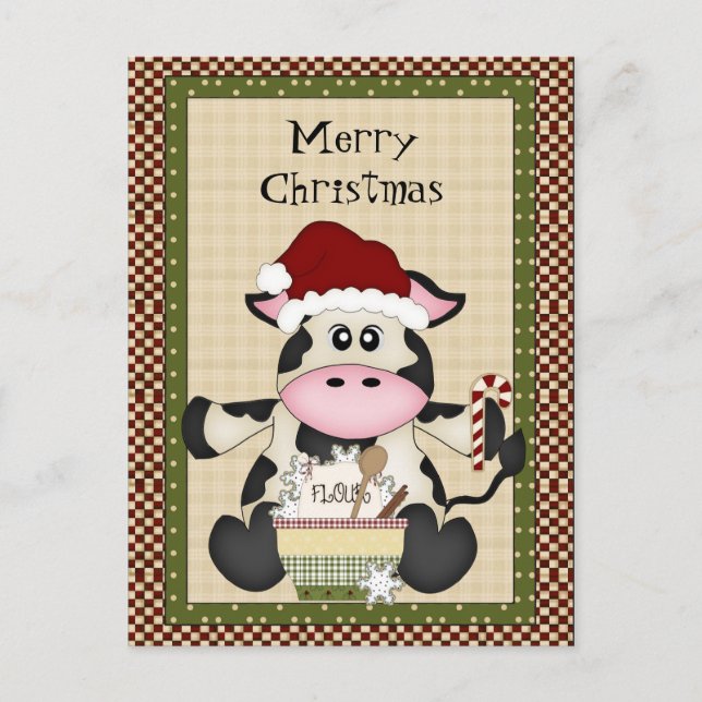 Christmas Cow holiday postcard (Front)