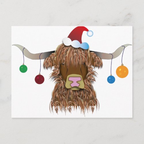 Christmas Cow Holiday Postcard