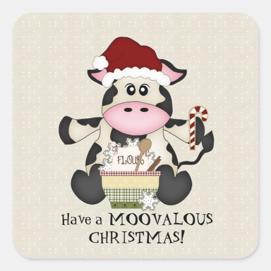 Christmas Cow holiday sticker