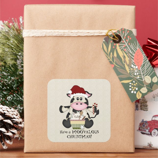 Christmas Cow holiday sticker (Holiday)