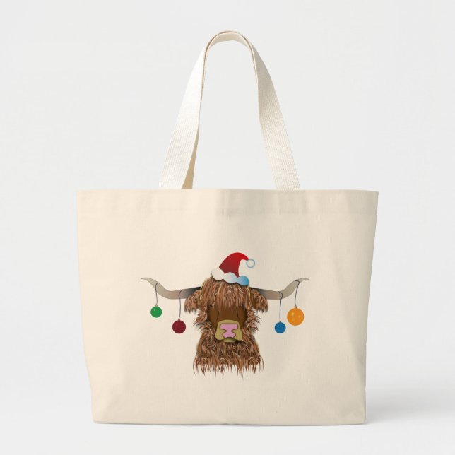 Christmas Cow Large Tote Bag (Front)