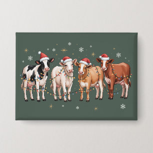 Christmas Cow Lover Gift Funny Holiday Farm Button