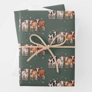 Christmas Cow Lover Gift Funny Holiday Farm Wrapping Paper Sheets