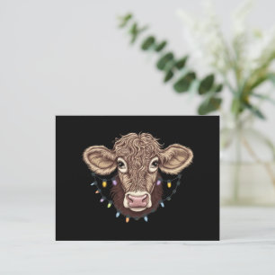 Christmas Cow Lover Lights Farm Farmer Xmas Holiday Postcard