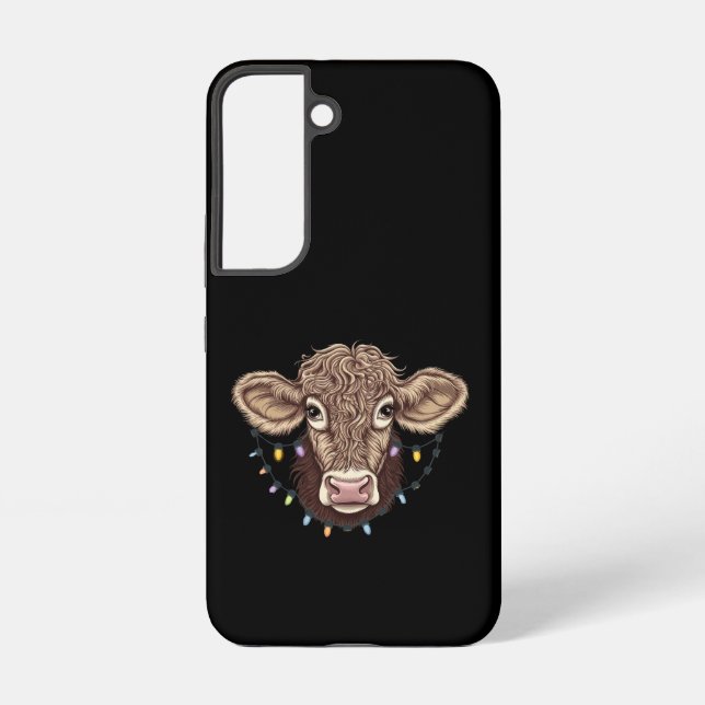 Christmas Cow Lover Lights Farm Farmer Xmas Samsung Galaxy Case (Back)