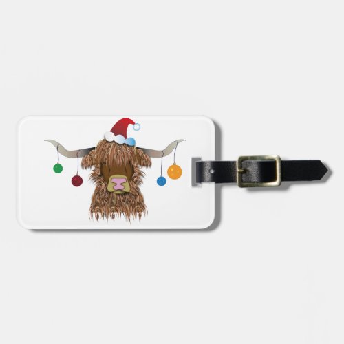 Christmas Cow Luggage Tag