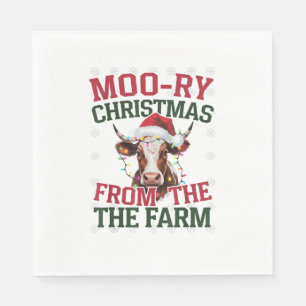 Christmas Cow Moo-ry Christmas From The Farm  Napkins