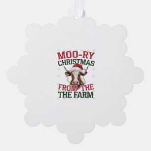 Christmas Cow Moo-ry Christmas From The Farm Ornament Card
