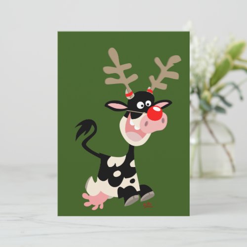 Christmas Cow or Reindeer Greeting Card