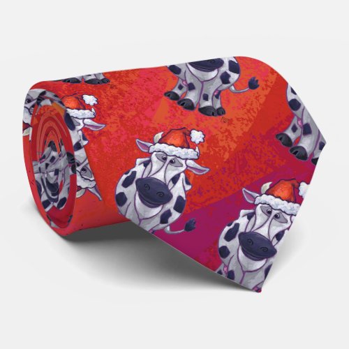 Christmas Cow Pattern on Red Field Tie