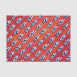 Christmas Cow Pattern on Red Field Tissue Paper