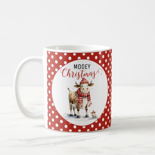Christmas Cow Pun  Coffee Mug (Left)