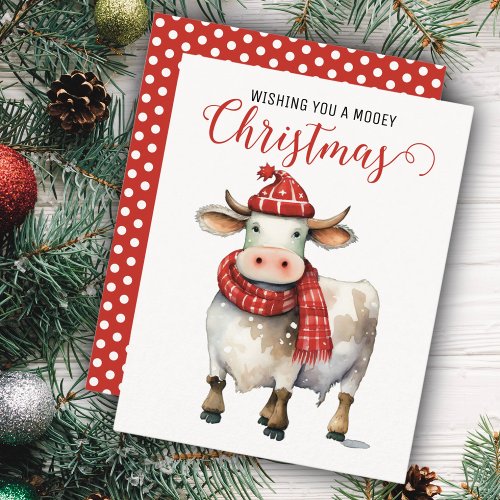 Christmas Cow Pun  Holiday Card