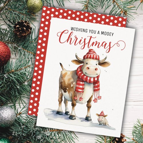 Christmas Cow Pun  Holiday Card