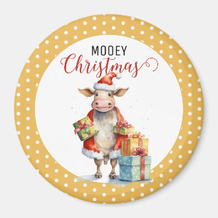 Christmas Cow Pun  Magnet