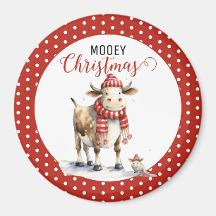 Christmas Cow Pun  Magnet