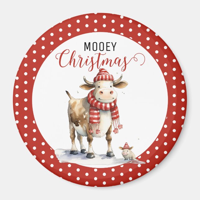 Christmas Cow Pun  Magnet (Front)