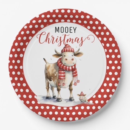 Christmas Cow Pun Paper Plates