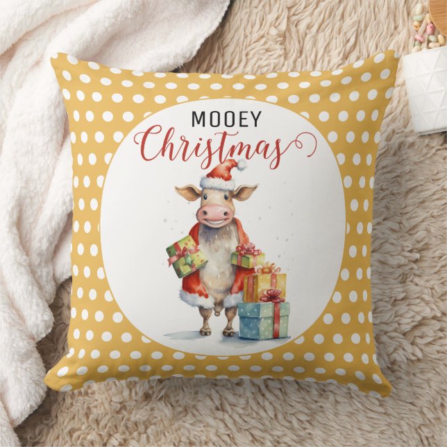 Christmas Cow Pun  Throw Pillow (Blanket)