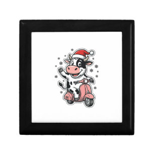 Christmas Cow Riding Pink Scooter Vintage Vector_1 Gift Box
