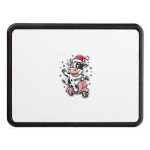 Christmas Cow Riding Pink Scooter Vintage Vector_1 Hitch Cover