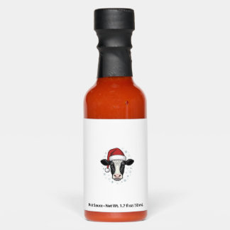 Christmas Cow Santa Hat Vintage Farm Holiday Shirt Hot Sauces