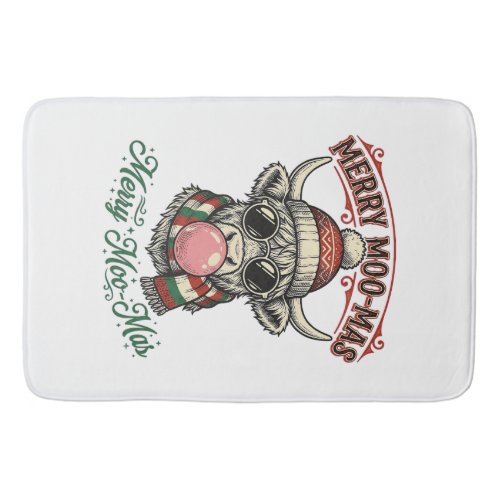 Christmas Cow Shirt Cute Highland Holiday Pun Desi Bath Mat