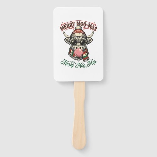 Christmas Cow Shirt Cute Highland Holiday Pun Desi Hand Fan
