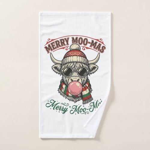 Christmas Cow Shirt Cute Highland Holiday Pun Desi Hand Towel