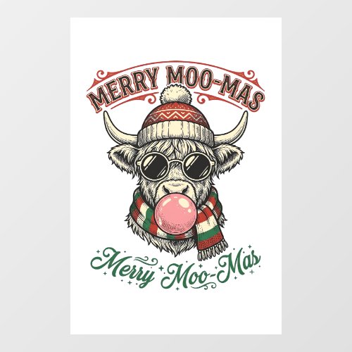 Christmas Cow Shirt Cute Highland Holiday Pun Desi Window Cling