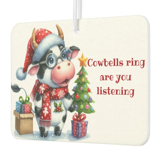 Christmas Cow Tree Presents Air Freshener (Left)