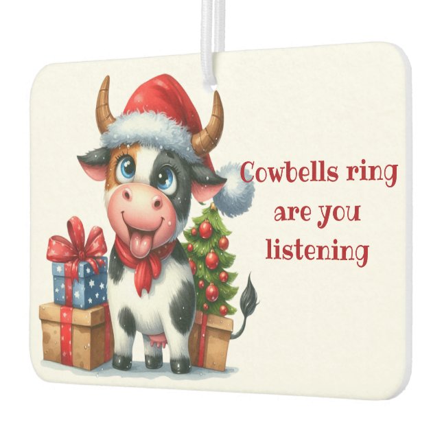 Christmas Cow Tree Presents Air Freshener (Left)
